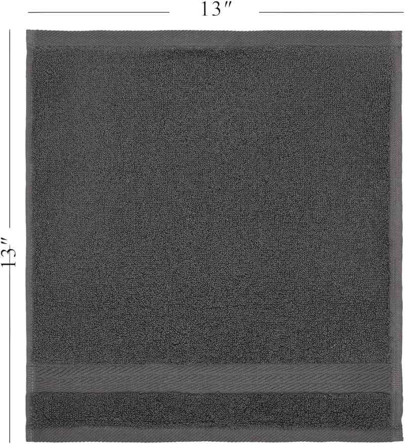 Ozdilek 6-Piece Bath Towel Set, 2 Bath, 2 Hand, 2 Wash, 100% Cotton Turkish Towels, 2 Bath Towels (30x60/550 GSM), 2 Hand Towels (16x30/575 GSM), 2 Washcloths (13x13/600 GSM) (Anthracite Gray)