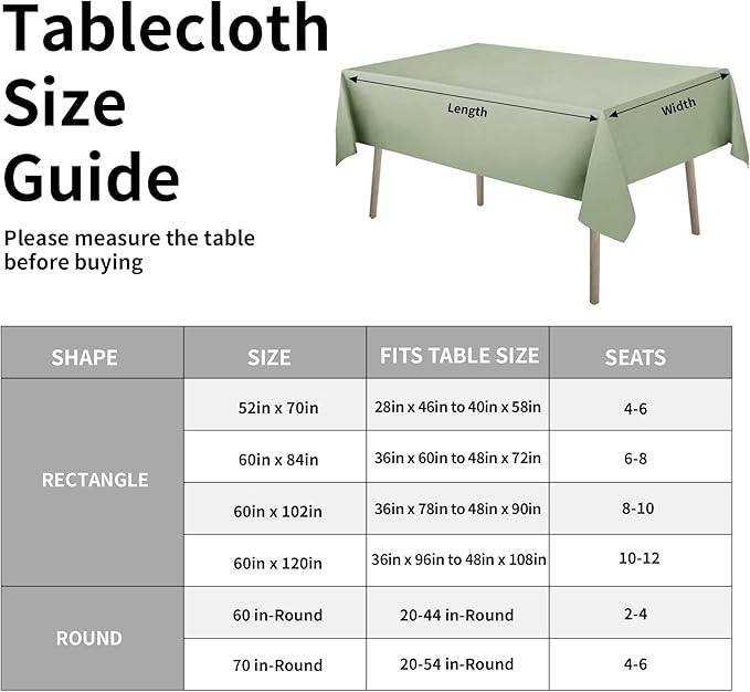 Easy-Going Faux Linen Waterproof Spill-Proof Tablecloth Stain Resistant Rectangle Table Cloth Wrinkle Free Decorative Fabric for Kitchen, Dining, Party, Weddings, Restaurants (60x84 in, Sage Green)