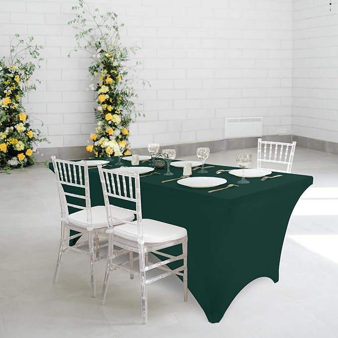 Utopia Kitchen 6ft Spandex Table Cloth Rectangle [1 Pack, Hunter Green] 200GSM Premium Stretch, Washable and Wrinkle Resistant Table Cover Fitted for Event, Wedding, Banquet [72Lx30Wx30H Inch]