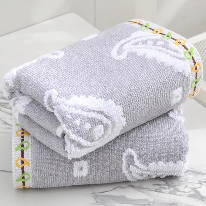 sense gnosis Grey Hand Towel Set of 2 Super Soft 100% Cotton Absorbent Paisley Pattren Jacquard Double-Faced Bath Hand Towels for Bathroom Home Decorative 13" X 29"