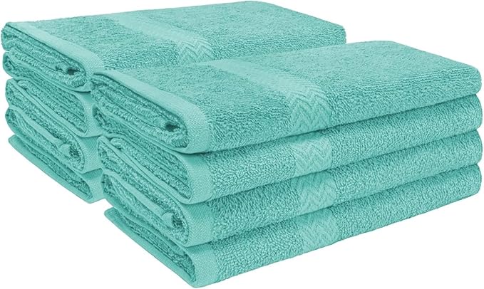 Superior 8-Piece Cotton Hand Towel Set, Small Towels for Fast Dry, Home Essentials, Bathroom Decor, Face, Body, Spa, Resort, Gym, Lightweight, Soft, House Accessories, Franklin Collection, Turquoise