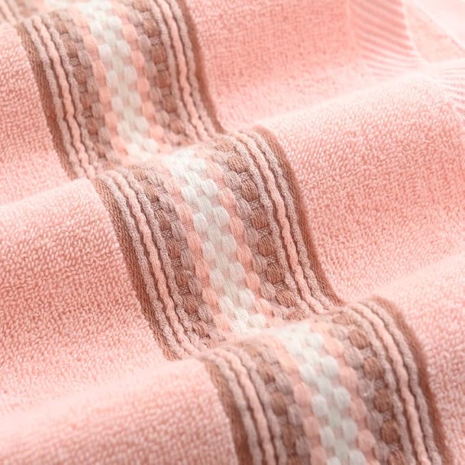 YiLUOMO Pink Hand Towels 100% Cotton Soft Absorbent Summer Decorative Textured Striped Decorative Hand Towel for Bathroom 13 x 29 Inch, 2 Pieces