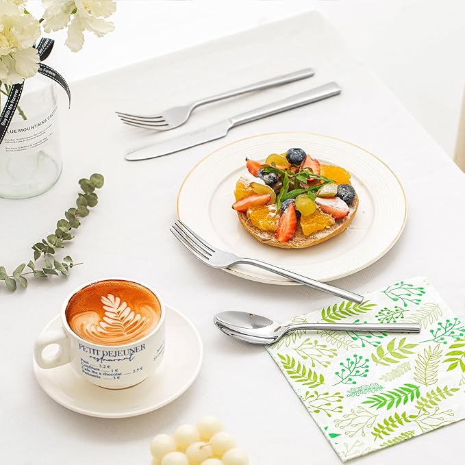 KINGSTONE Silverware Set, 30-Piece Forged Flatware Set Cutlery Set Premium Stainless Steel, Service for 6, for Kitchen, Home, Wedding, Party, Mirror Polished and Dishwasher Safe