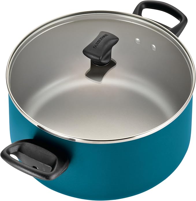 Farberware 20361 Dishwasher Safe Nonstick Cookware Set / Pots and Pans Set - 15 Piece, Blue