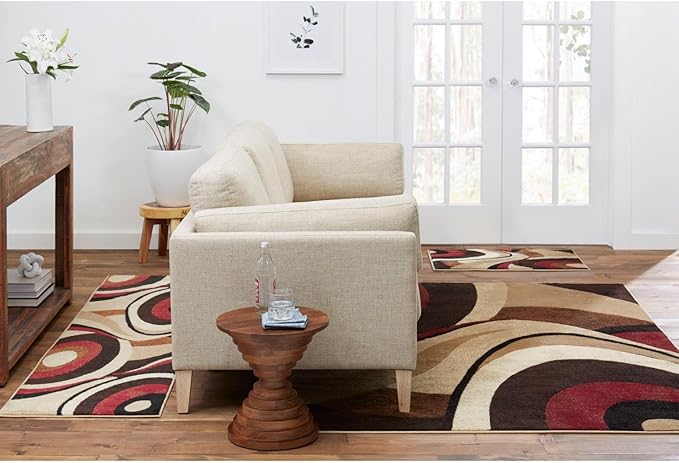 Home Dynamix HD5382 Tribeca Collection 3-Piece Area Rug Set, Brown/Red