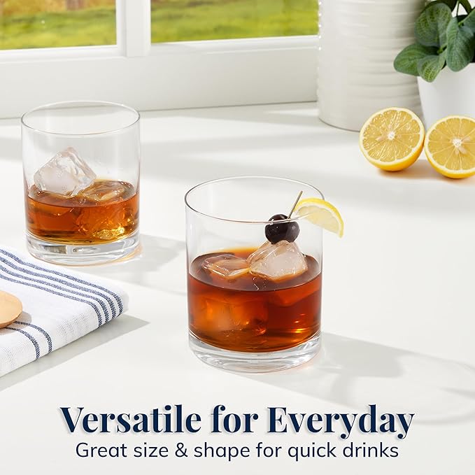 US Acrylic Classic Clear Plastic Reusable Drinking Glasses (Set of 6) 12oz Rocks Cups | BPA-Free Tumblers, Made in USA | Top-Rack Dishwasher Safe