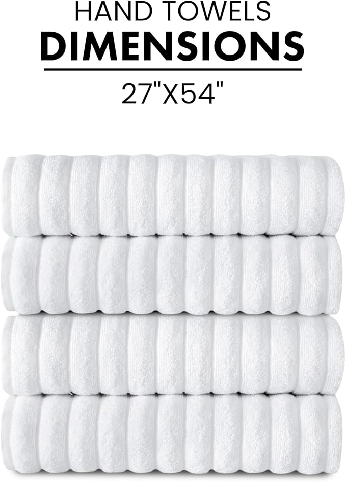 Classic Turkish Towels CTT Premium 4 Pack Bath Towels Set, Made with 100% Turkish Cotton, Spa & Hotel, Quick Drying Towels, Absorbent & Comfy | 27"x54" (White)