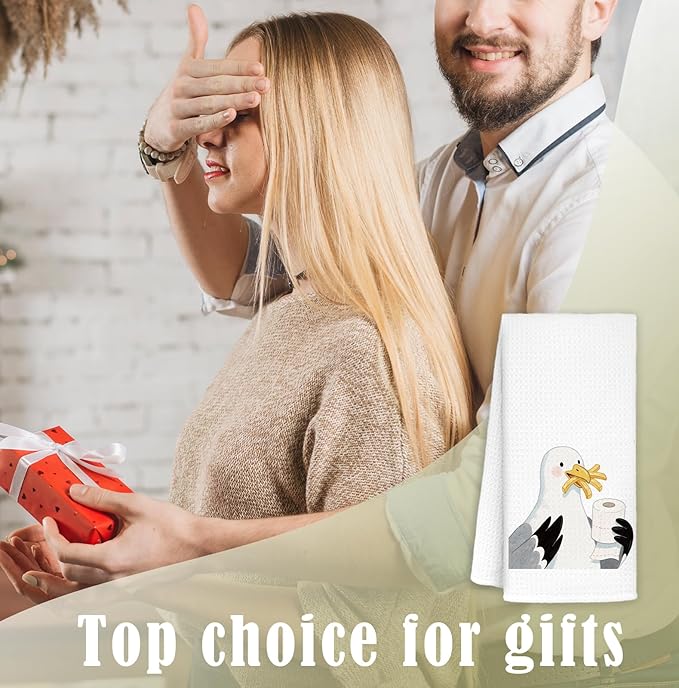 Seagull Beach Kitchen Towels - Seagulls Gifts for Bird Lovers, Seagull Bird Decor, Coastal Nautical Beach Sea Gull Decorative Hand Dish Tea Towels for Kitchen Bathroom, 16x24 in