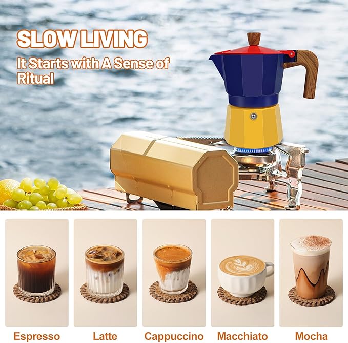 3 Cup Aluminum Espresso Stovetop Moka Pot Express Coffee Maker Percolator Italian Classic Mocha Coffee Machine for Italian and Cuban Cafe Brewing for Home & Camping 150ml 5oz