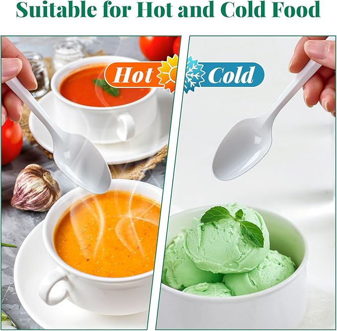 FOCUSLINE 1000 Pack Plastic Teaspoons White, Disposable Spoons Bulk, Heat Resistant Disposable Spoons for Take out Restaurants, Family Gatherings, Outdoor Activities