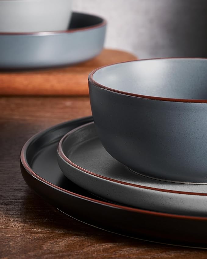 Famiware Mercury Dinnerware Sets with Mugs, Service for 4 (16 Pieces), Plates and Bowls Sets, Microwave and Dishwasher Safe Dishes Set, Multi-color