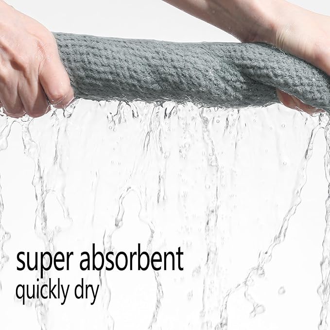 YTYC 29x59 Inch Extra Large Bath Towels Set of 6 Quick Dry Super Soft Microfiber Towels for Bathroom 80% Polyester (Grey,6 Piece)