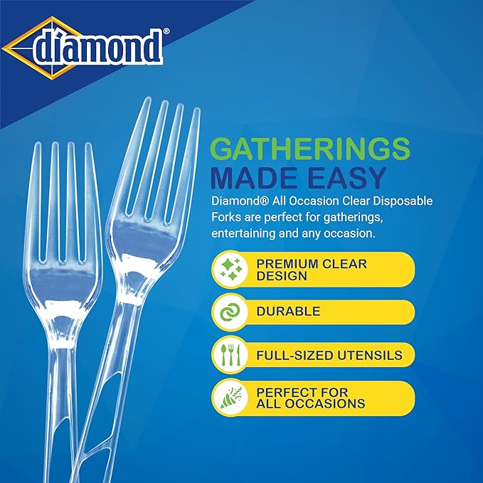 Diamond® All Occasion Clear Disposable Cutlery Set 288 Count (288 Forks Set)