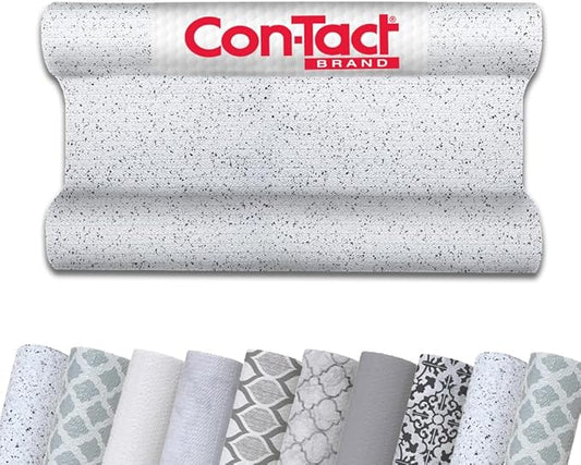 Con-Tact Brand Grip Prints Non-Adhesive Non-Slip Counter Top, Drawer/Shelf Liner, 12" x 20', Granite Black and White