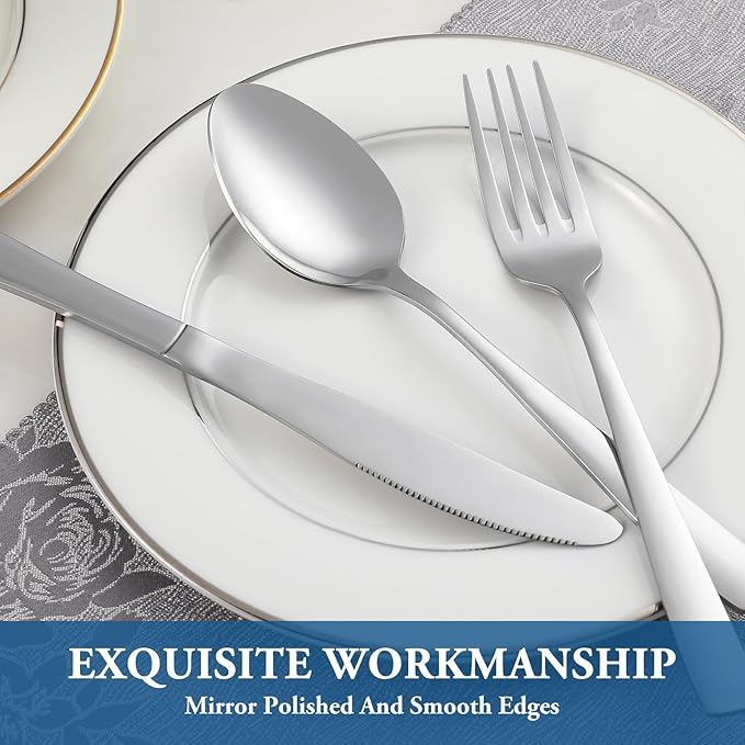 12 Piece Dessert Forks Set, Food-Grade Stainless Steel Silverware Forks, Salad Forks, Metal Forks for Home, Kitchen or Restaurant, Mirror Polished, Dishwasher Safe - 8 Inch