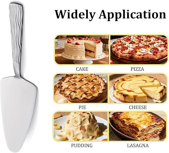 Silver Cake Server, 9.3-inch Stainless Steel Pie Server, Pizza Server of 3, Pie Server Spatula, Cake and Pie Servers, Dishwasher Safe