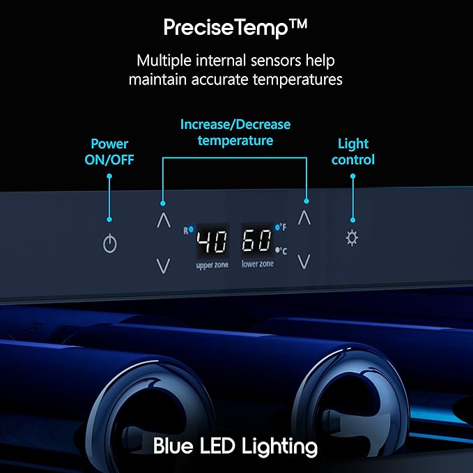 Zephyr BWN24C02AG Brisas 24 Inch Wide 46 Bottle Capacity Built-In or Freestanding Wine Cooler with Dual-Pane Door - Stainless Steel