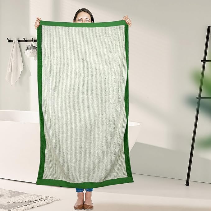 Cleanbear Shower Towel Soft Bath Towels for Bathroom, 2 Cotton Fluffy Bath Towels (520 GSM), 54 x 28 Inches, Green