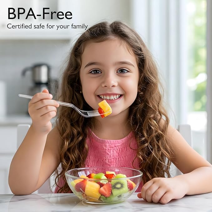 [100 Count] Clear Plastic Forks Heavy Duty, Premium Disposable Forks, Durable Plastic Cutlery for Parties, Picnics, Big Event, Daily Use - Heat Resistant & BPA Free