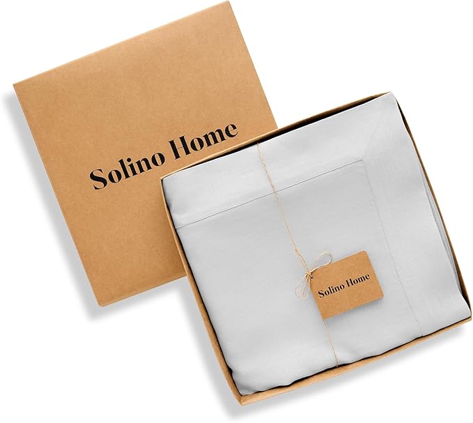 Solino Home Linen Tablecloth for Rectangle Tables 60 x 108 Inch - 100% Pure Linen Silver Cloud Table Cloth - Fete, Machine Washable Cloth Tablecloth for Winter