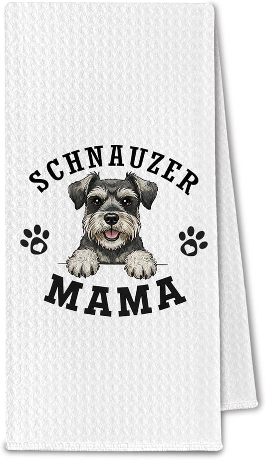 Schnauzer Kitchen Towels, Dog Mama Standard Schnauzer Gifts for Women & Dogs Moms, Dog Lover Gifts Decorative Hand Towels for Bathroom, 16x24 Inch