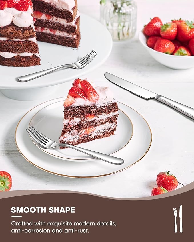 Silverware Set, 40PCS Premium Stainless Steel Flatware Set Service for 8 with Spoon Fork Knife Utensil Set for Dairy Kitchen Use Dinning Cutlery Tableware Set Mirror Polished, Dishwasher Safe