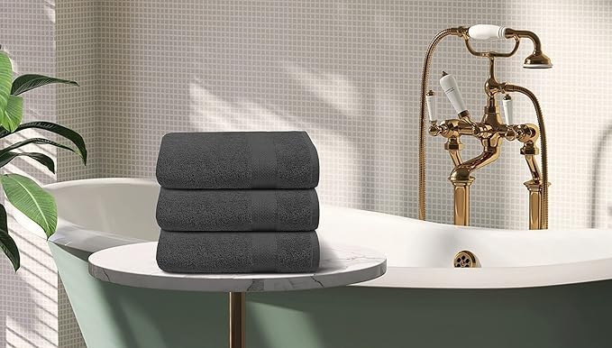 Bulk Thin Small Size Bath Towels Set of 12 – 100% Cotton Terry – 24" x 46" – Lightweight, Quick Dry, Soft & Highly Absorbent – Grey Towels for Bathroom, Gym, Spa, Pool & Daily Use