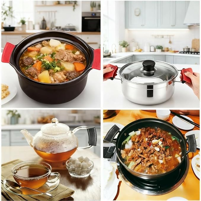 2 Pairs of Silicone Assist Handle Holder,Cast Iron Pan Skillet Handle Covers Soup POTS Pot Handle Holders,Handle Protectors Non-Slip Pot Holder Sleeve,Frying pan Casserole Oven Tray Cookware