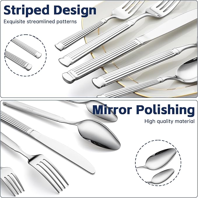 40-Piece Silverware Set Stainless Steel Flatware Set for 8,Include Knives Forks and Spoons Cutlery Set for Home Kitchen Housewarming