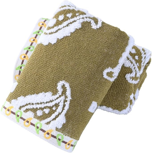 sense gnosis Brown Hand Towels Set of 2 Super Soft 100% Cotton Absorbent Paisley Pattren Jacquard White Terry Double-Sided Bath Hand Towels for Bathroom Decorative Gym Camping, 13 x 29 inch