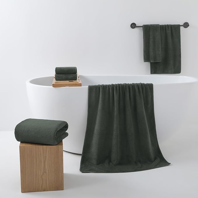 REDKISS Premium Towel Set of 8 - Ultra Soft Microfiber, Contains 2 Large Bath 35x70, 2 Hand 14x30, 4 Washcloths 14x14, Highly Absorbent, Quick Dry, Ideal for Everyday use, Hotel & Spa, Gray