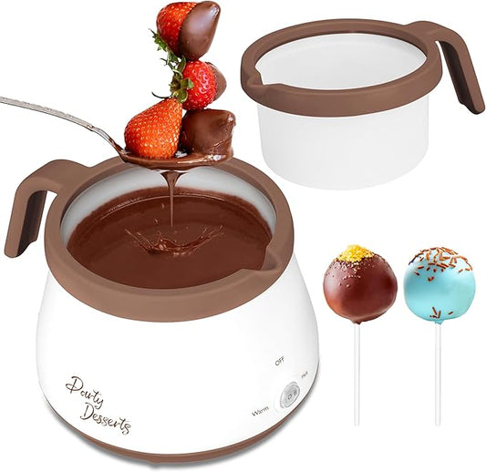 Candy and Chocolate Melting Pot, Mini Electric Fondue Pot, Melts Candy Chocolate in a Couple of Minutes, Ideal for Cake Pops Cookies Cakes, 1 Cups, Single Pot, Brown