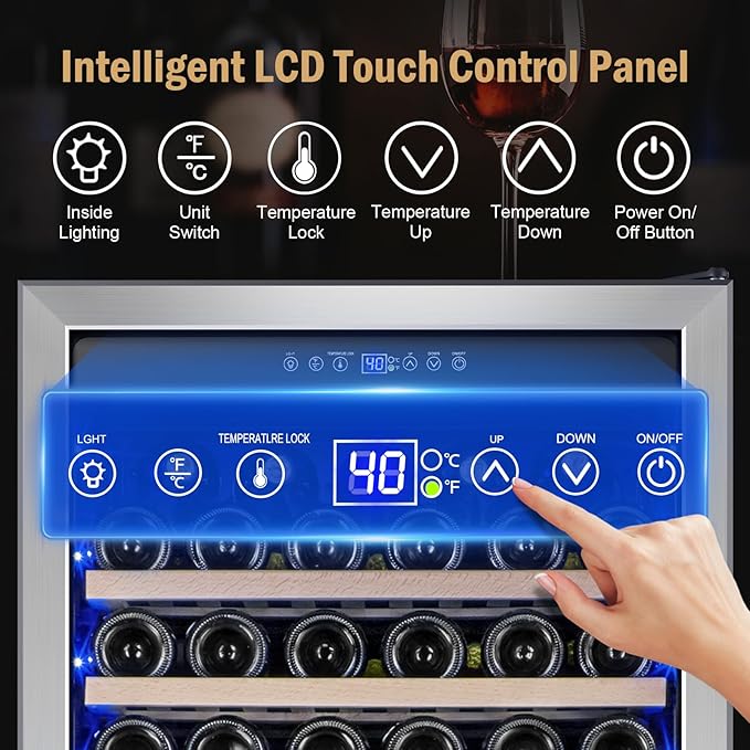 Wine Fridge Freestanding,173 Bottles 24 Inch Wine Cooler Refrigerator, Tall Wine Fridge with Compressor Low Noise Fast Cooling, Wine Cellar with Upgraded Door Handle Sliding Rail Shelves