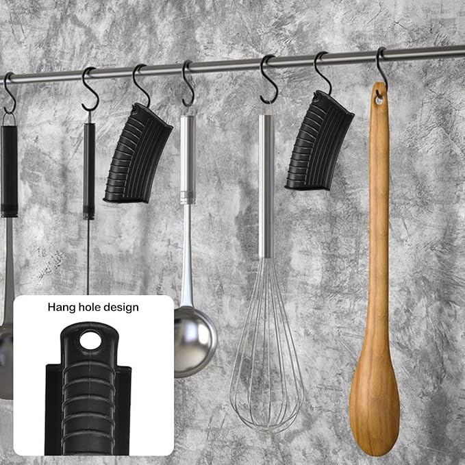 3 Pack Silicone Hot Handle Holders Cover, Assist Pan Handle Sleeve Pot,Non-Slip Pot Holder Sleeve,Frying Pan Casserole Oven Tray Baking Sheets Casserole Cookware(Black)