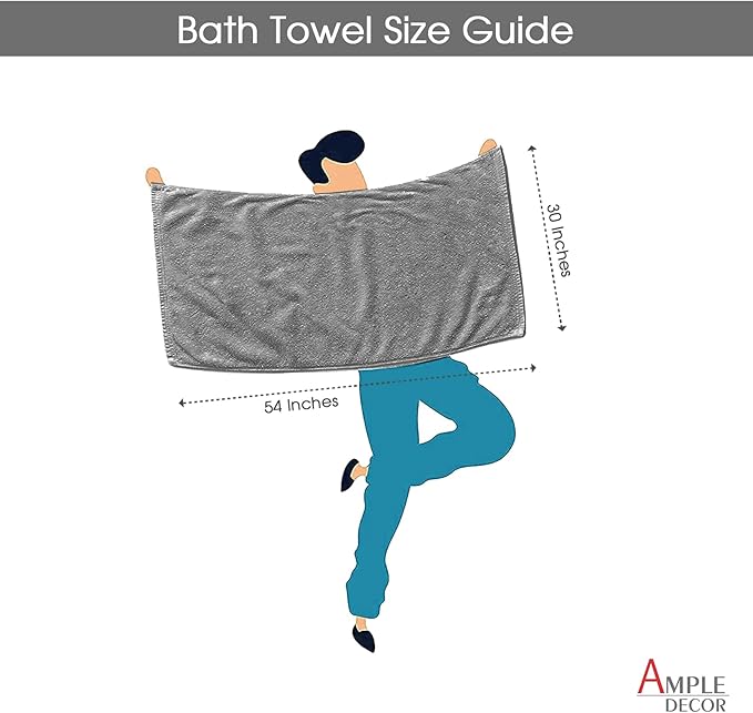 Ample Decor Bath Towels 30 X 54 Inch 600 GSM 100% Cotton Bathroom Towel Soft Absorbent - 4pcs - Christmas White