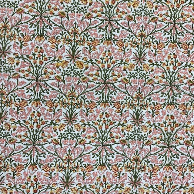 Ridhi Sassy Salmon Emerald Green Hand Block Print Cotton Rectangle Tablecloth 108" x 70" inches Reusable Table Cover Decorative Everyday Use for Dining, Farmhouse, Home, Party, Festive, Wedding, Fall