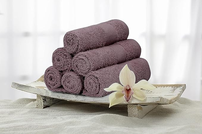 Premium Wash Cloths Pack of 12 (13" x 13") 100% Ring Spun Cotton | Luxury Washcloths | Ultra Soft Face Towels | Highly Absorbent Wash Cloths for face (Purple Ash)