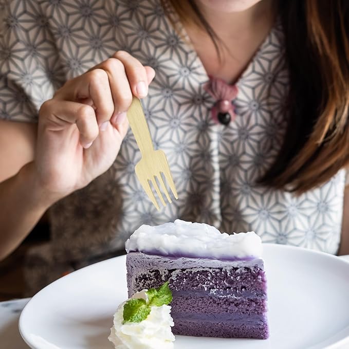 ECOLipak 300 Count Bamboo Forks Disposable, 6.7 Inch No Splinters Heavy Duty Bamboo Disposable Compostable Forks for Party, Wedding, Camping, Traveling, Family Dinners, Large Events