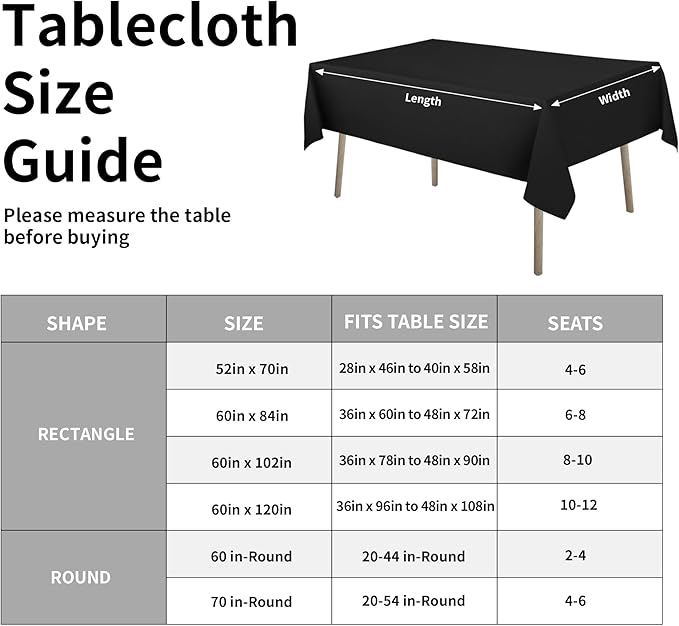 Easy-Going Faux Linen Waterproof Spill-Proof Tablecloth Stain Resistant Rectangle Table Cloth Wrinkle Free Decorative Fabric for Kitchen, Dining, Party, Weddings, Restaurants (60x84 in, Black)