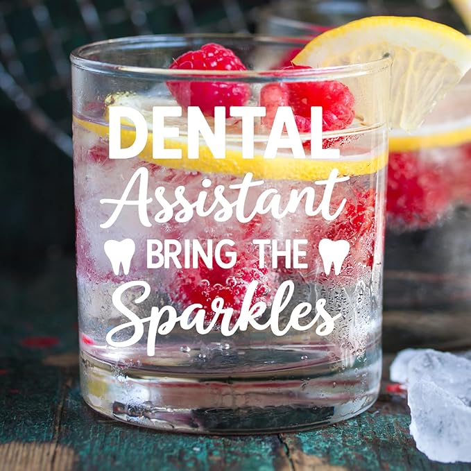 kunlisa Dental Assistant Gifts Whiskey Glasses, Dental Gifts for Women Men, Dentist Gift 10 oz Drinking Rocks Glasses for Women Men Whisky Cocktail Scotch Bourbon Liquor