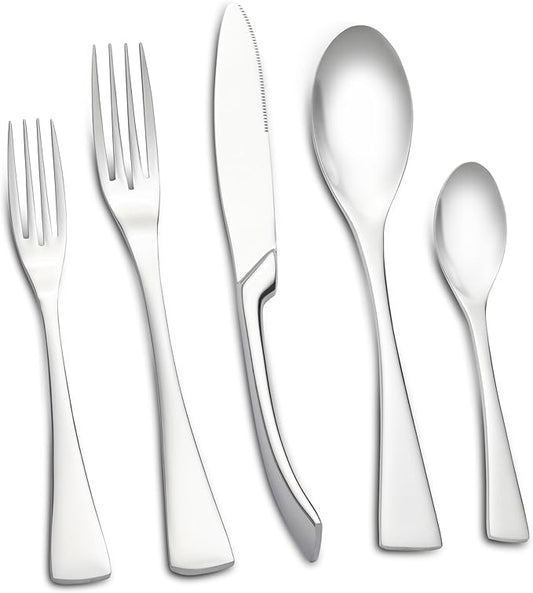 40-Piece Silverware Set for 8, Stainless Steel Flatware Set Food-Grade Silverware Cutlery Set, Include Knife/Fork/Spoon, Mirror Polished, Dishwasher Safe