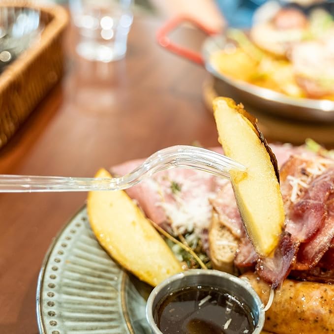 POSATE Heavy Duty Plastic Forks, Clear Disposable, Pack of 60