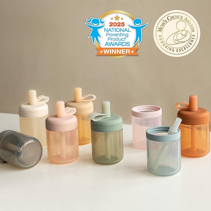 Moonkie Baby Straw cup | Silicone Toddler Sippy Cup Training Cup with Straw Lid | BPA-Free Drop-Proof Baby Cup | Led Weaning | 6 Months+, 5 oz, 1pack