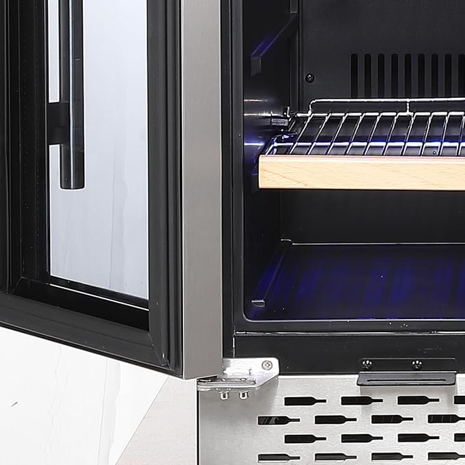 Dual Zone Wine and Beverage Refrigerator, Built-In or Freestanding, 19 Bottle 57 Can Capacity, Adjustable Racks, Quiet Compressor, Double Glass Door, Digital Control, Mini Fridge for Home Bar Kitchen