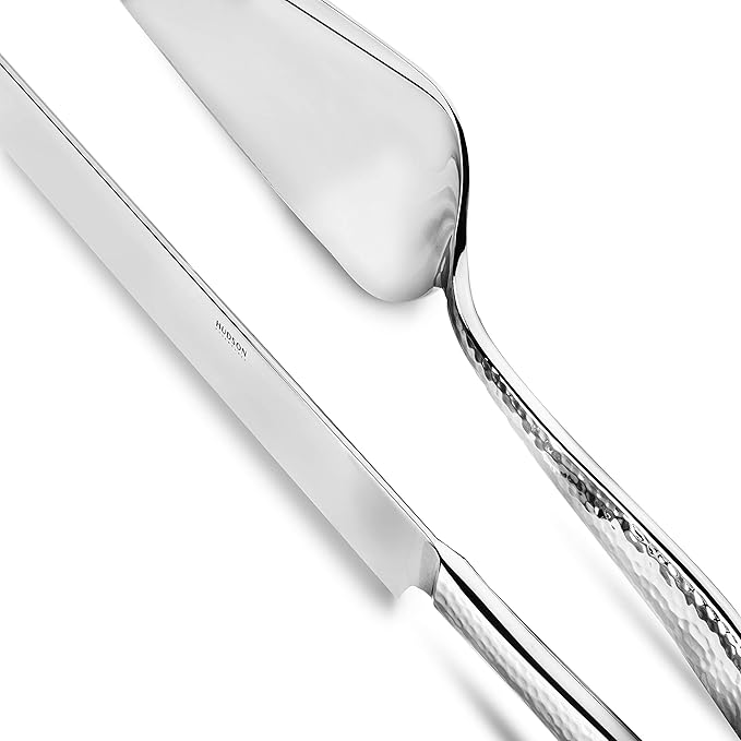 Hudson Essentials Hammered 18/10 Stainless Steel Cake Knife & Cake Server Set