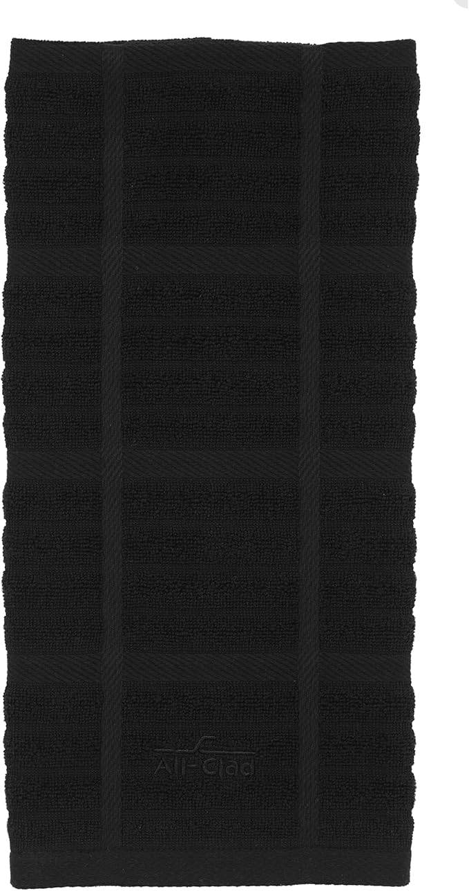 All-Clad Solid Kitchen Towel: Highly Absorbent, Super Soft Long Lasting - 100% Cotton, 17"x30" Tea Towel for Cleaning & Drying Dishes, Pans, Glassware, or Countertops, (1-Pack), Black