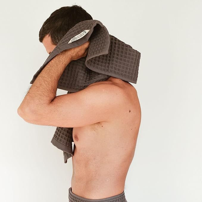 sea me at home Waffle Bath Sheet Set, 100% Turkish Cotton, Includes 1 Bath Sheet, 1 Hand Towel, 2 Face Towels