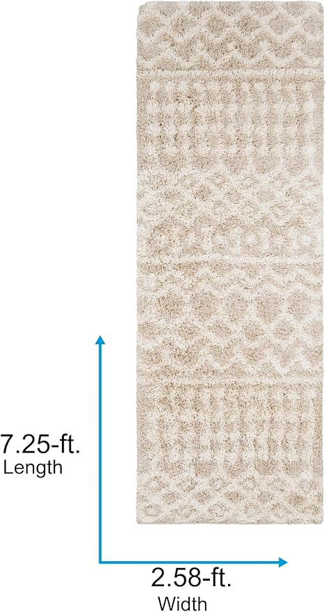 Livabliss Hapsburg Moroccan Shag Runner Area Rug, 2'7" x 7'3", Beige