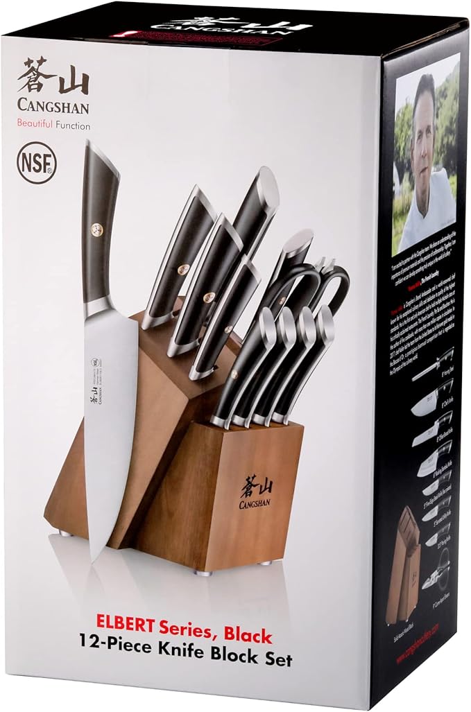 Cangshan ELBERT Series German Steel Forged Knife Block Sets (12-Piece, Black)