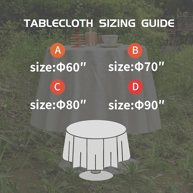 EVERLY 100% Pure Linen Round Tablecloth 60Inches for Dining,Buffet Parties,Picnic,Events,Weddings and Restaurants,Decorative Halloween,Thanksgiving Machine Washable Tablecloths-White